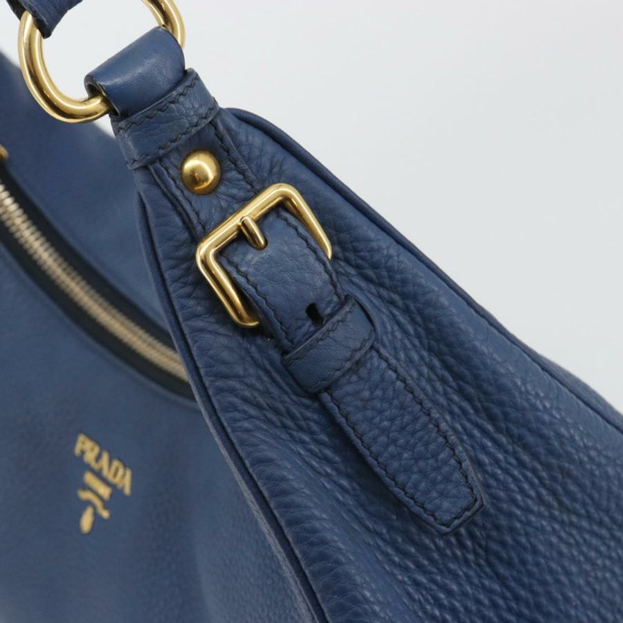 【日本直送】PRADA Vittero Dino 皮革肩背包，藍色金色，正品 188844V-17