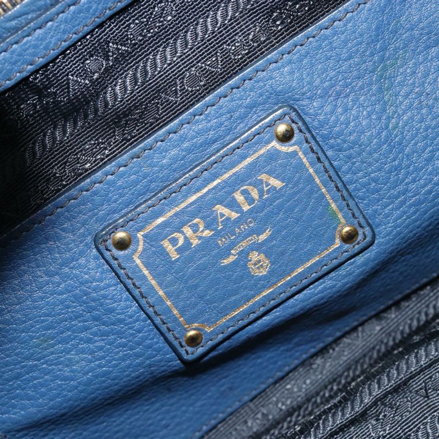 【日本直送】PRADA Vittero Dino 皮革肩背包，藍色金色，正品 188844V-19