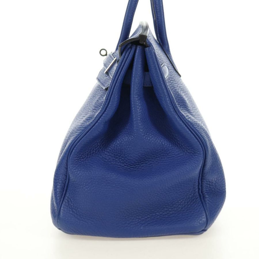 【日本直送】愛馬仕 Birkin 35 手袋 Taurillon 皮革 藍色 銀色 正品 188839SM-2