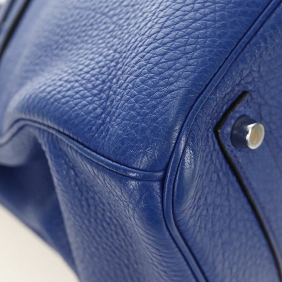 【日本直送】愛馬仕 Birkin 35 手袋 Taurillon 皮革 藍色 銀色 正品 188839SM-7