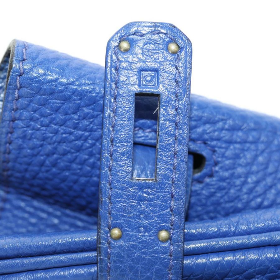 【日本直送】愛馬仕 Birkin 35 手袋 Taurillon 皮革 藍色 銀色 正品 188839SM-10
