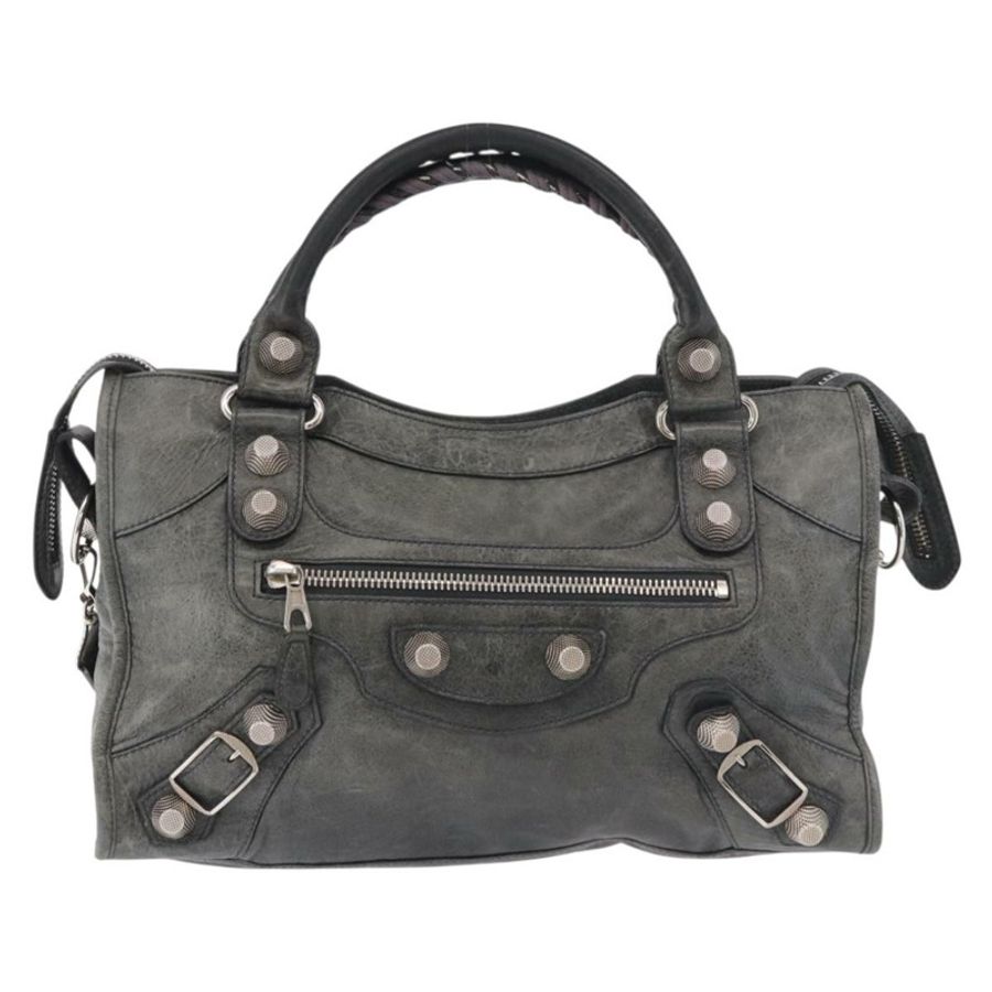 【日本直送】BALENCIAGA Giant City Bag 皮革雙肩包 灰色/銀色 173084 正品 188218SAM-12