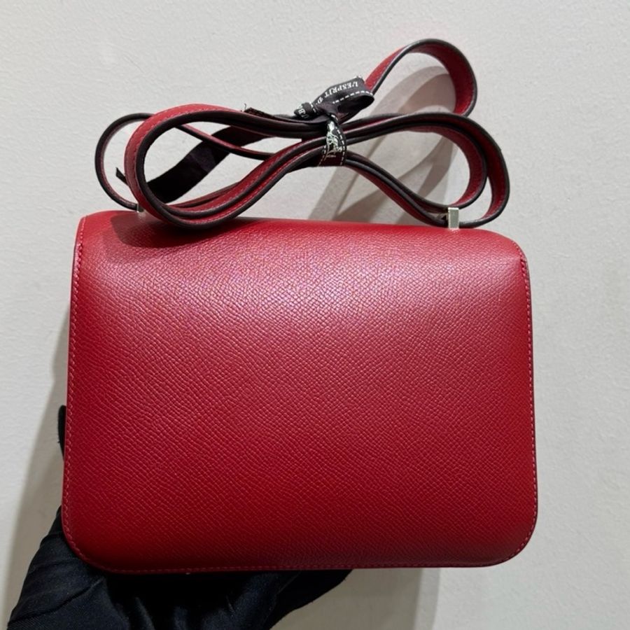 愛馬仕/Hermès 康康19 constance mini 國旗紅銀扣 epsom皮 A刻-3