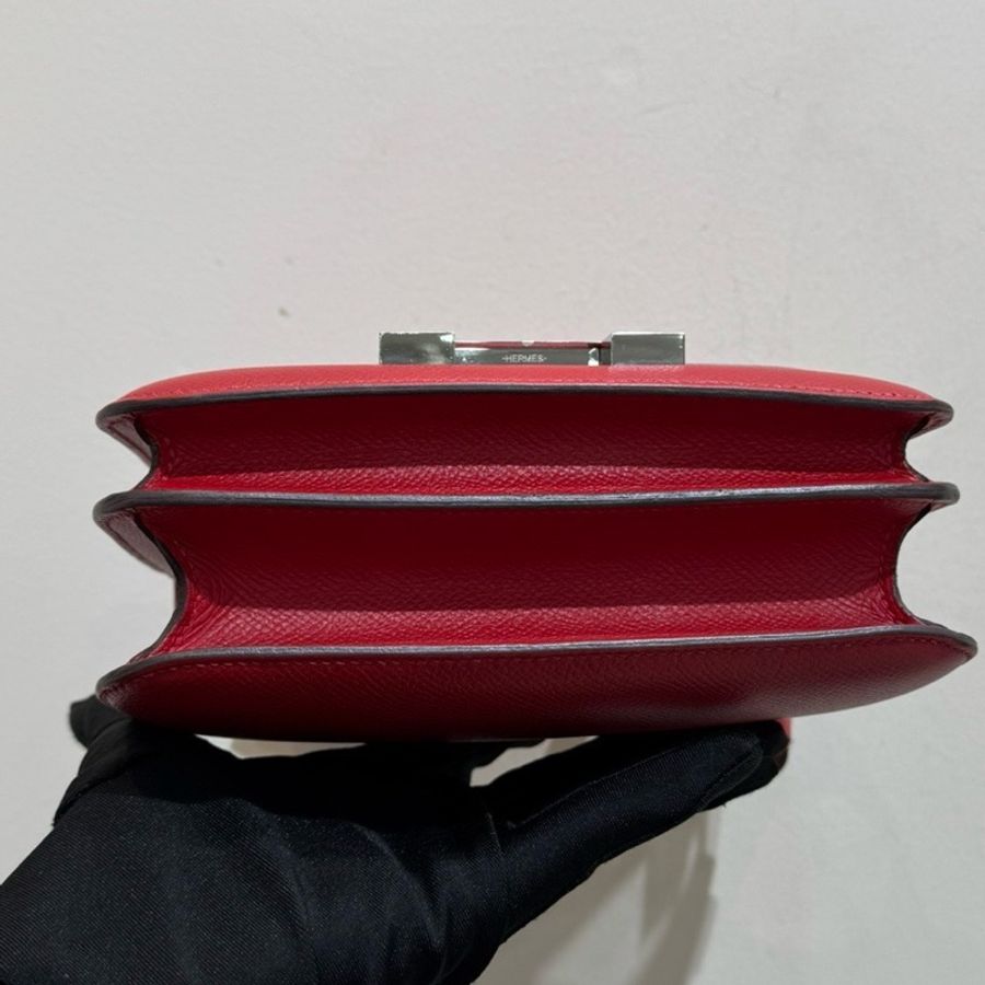 愛馬仕/Hermès 康康19 constance mini 國旗紅銀扣 epsom皮 A刻-5