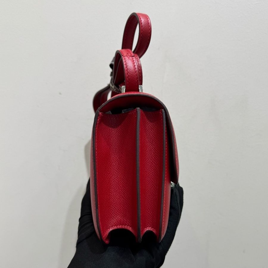 愛馬仕/Hermès 康康19 constance mini 國旗紅銀扣 epsom皮 A刻-6