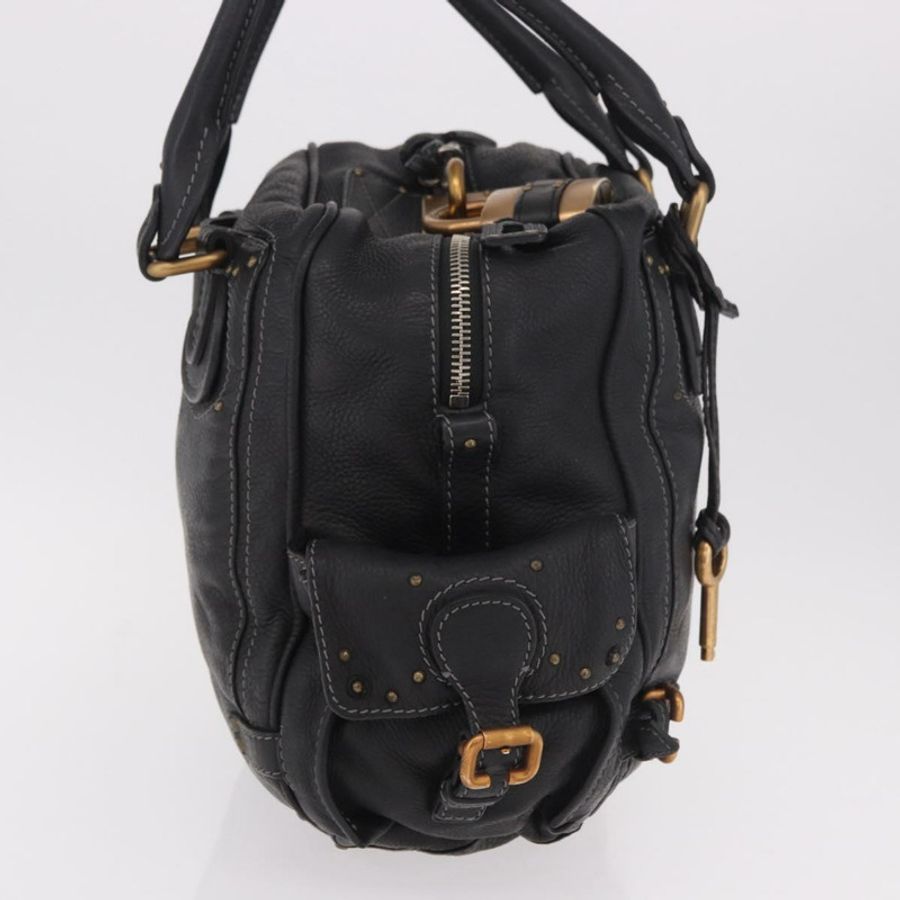 【日本直送】Chloe Paddington 手提包，黑色、金色、銀色皮革，正品 bs35640V-3