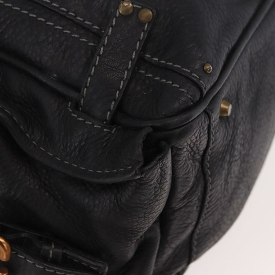 【日本直送】Chloe Paddington 手提包，黑色、金色、銀色皮革，正品 bs35640V-7