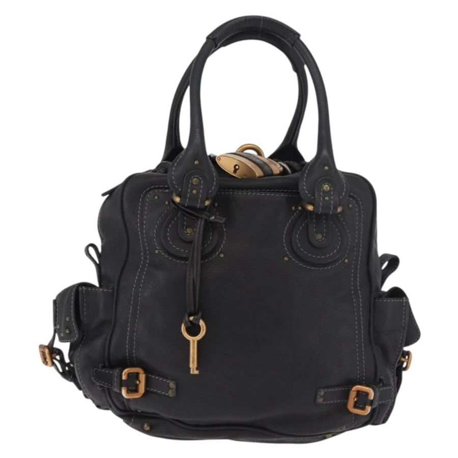 【日本直送】Chloe Paddington 手提包，黑色、金色、銀色皮革，正品 bs35640V-12