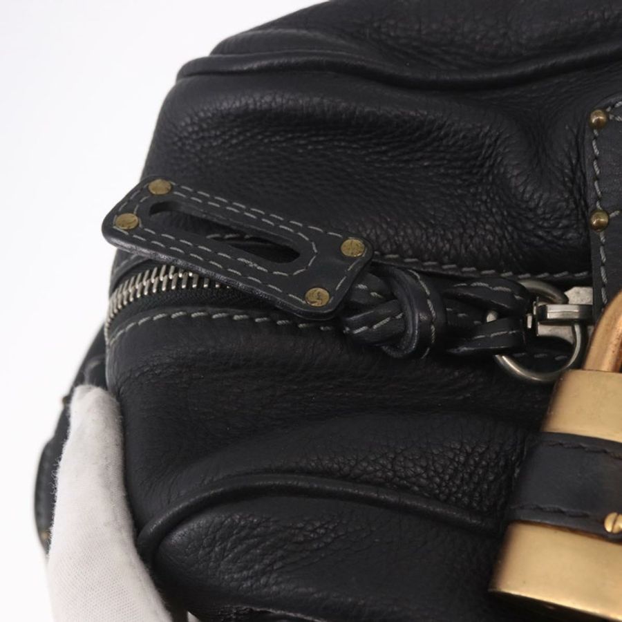 【日本直送】Chloe Paddington 手提包，黑色、金色、銀色皮革，正品 bs35640V-18