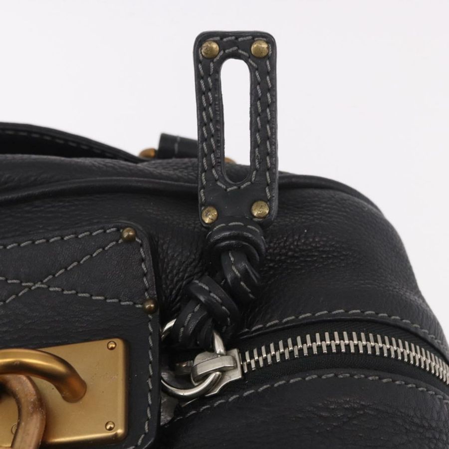 【日本直送】Chloe Paddington 手提包，黑色、金色、銀色皮革，正品 bs35640V-19