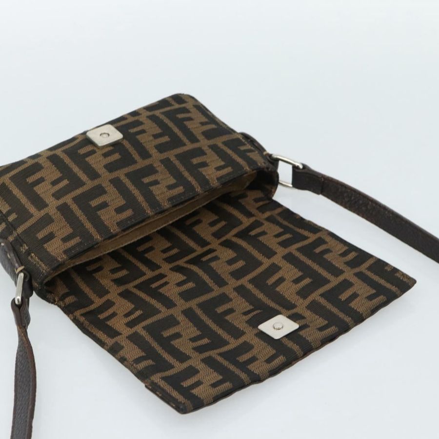 【日本直送】FENDI Zucca帆布單肩包 黑色 棕色 銀色 正品 ka4951A-9