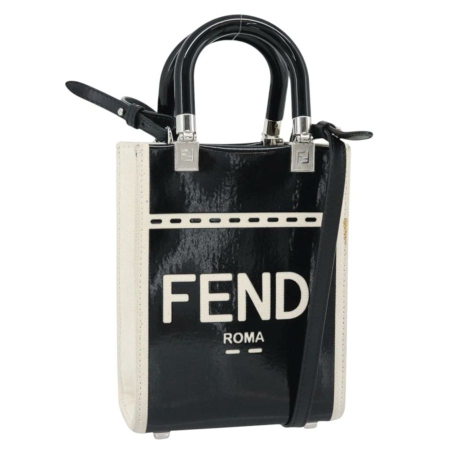 【日本直送】FENDI 手提包 漆皮 兩用 黑色 銀色 正品 ka4919M-0