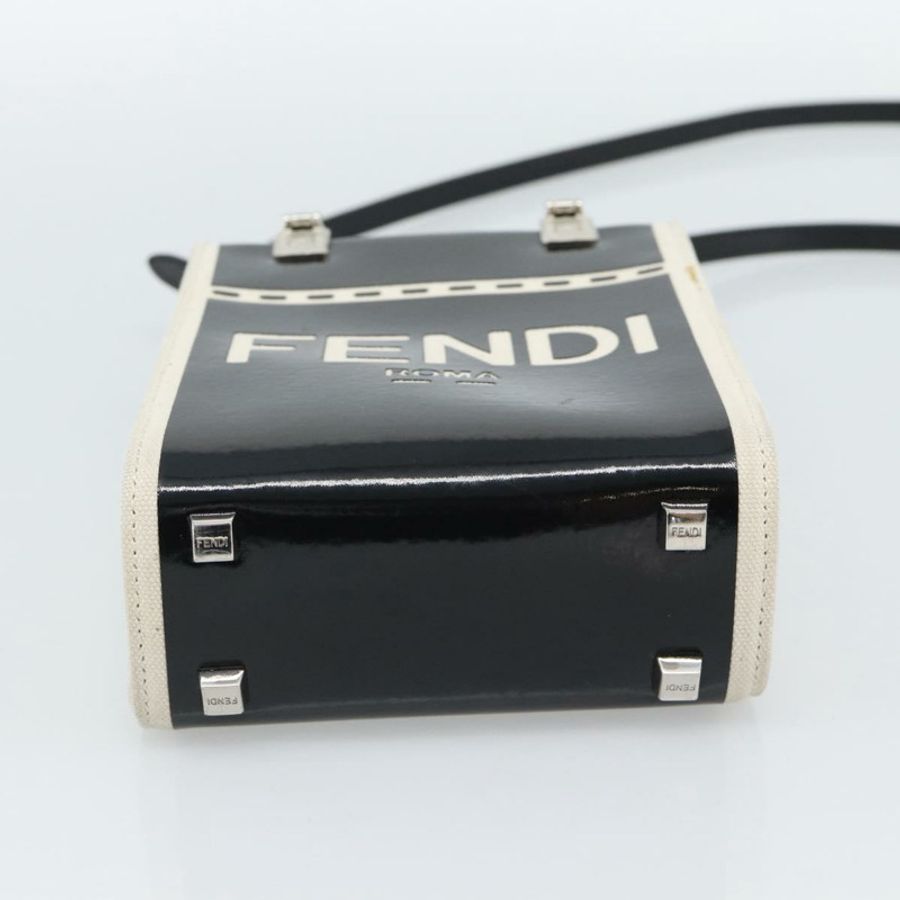 【日本直送】FENDI 手提包 漆皮 兩用 黑色 銀色 正品 ka4919M-4