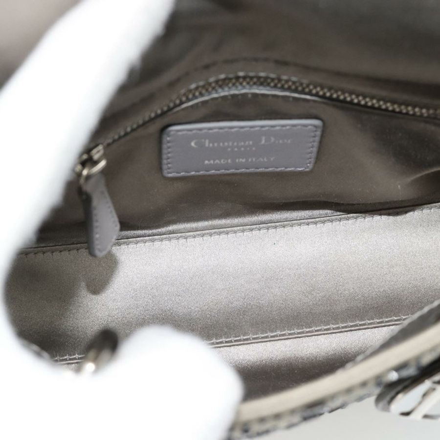 【日本直送】Christian Dior Lady Dior Canage 手提包，緞面材質，兩用，灰色/銀色，正品 ka4931SAM-9