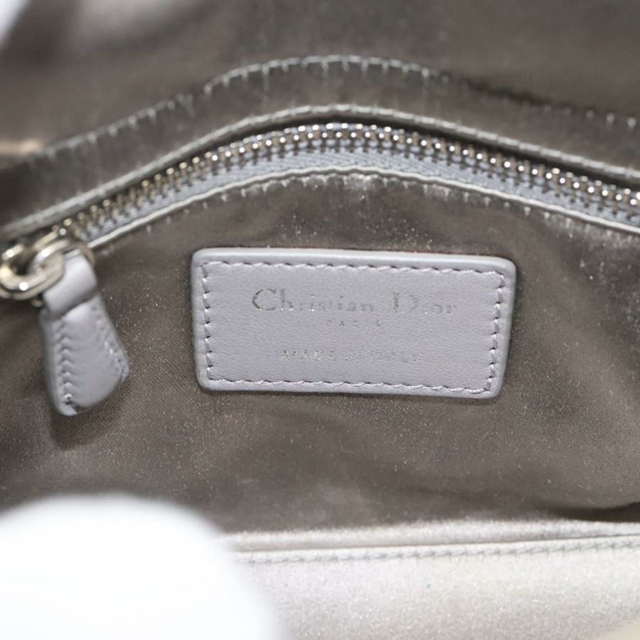 【日本直送】Christian Dior Lady Dior Canage 手提包，緞面材質，兩用，灰色/銀色，正品 ka4931SAM-19