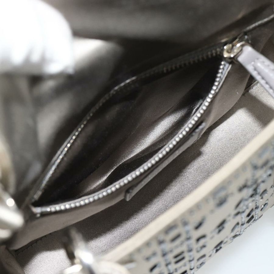 【日本直送】Christian Dior Lady Dior Canage 手提包，緞面材質，兩用，灰色/銀色，正品 ka4931SAM-23