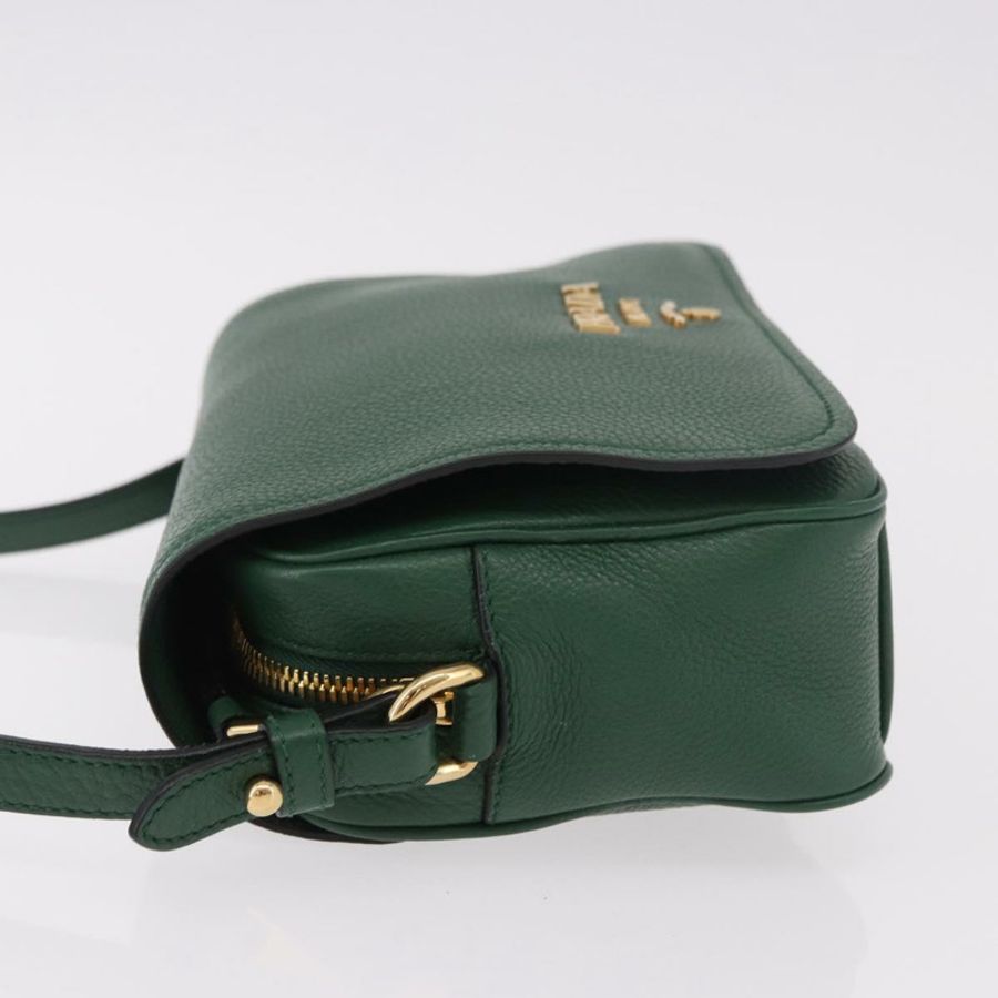 【日本直送】PRADA 綠色金色皮革肩背包，正品編號 189320SAM-3