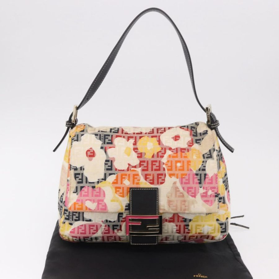 【日本直送】FENDI Mamma Baguette Zucchino 帆布肩背包 多色 金色 正品 188917SAM-11