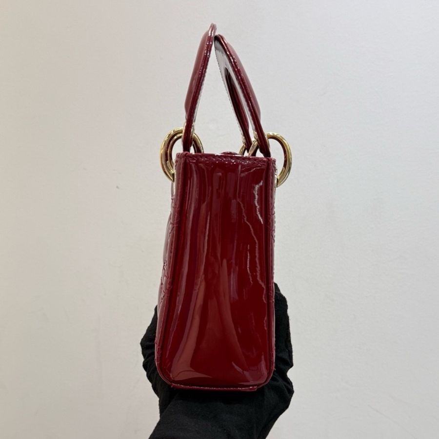Dior/迪奧 三格戴妃櫻桃紅金扣漆皮-5