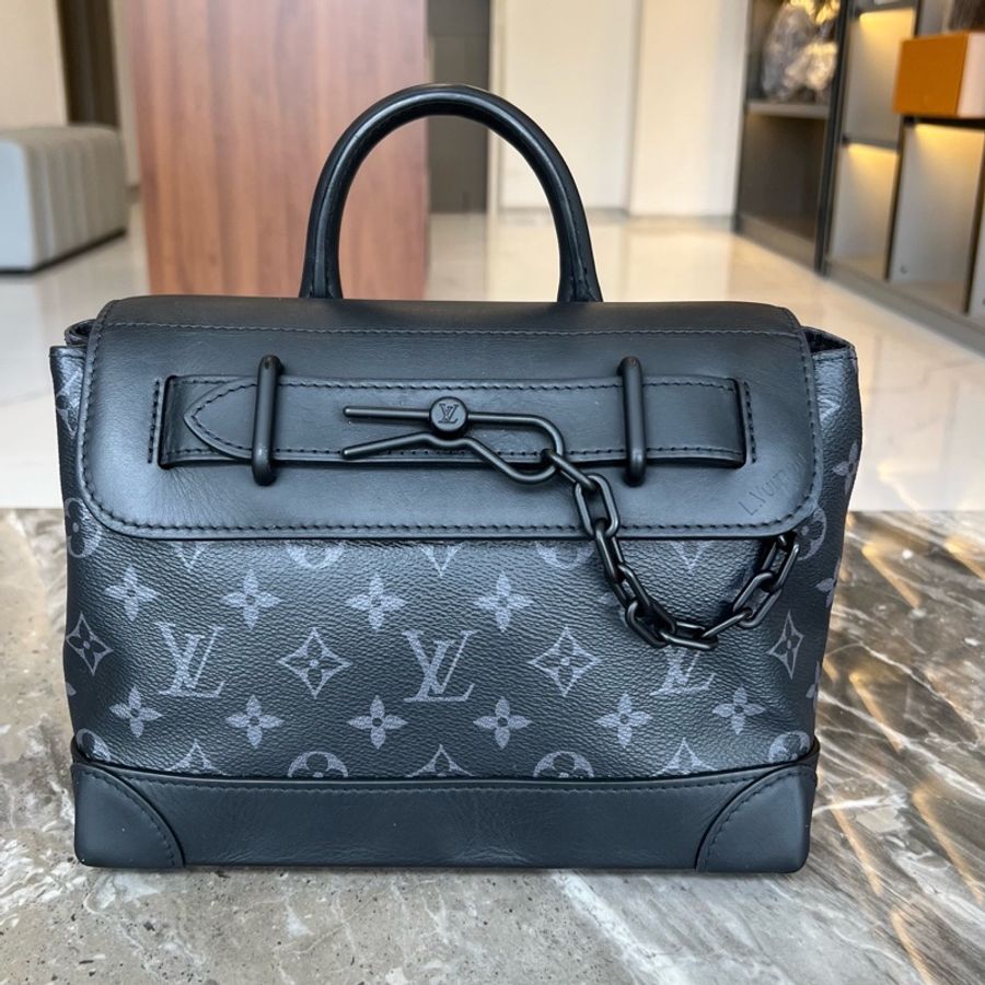 LV LOUIS VUITTON Steamer 小盒子 Monogram Eclipse 塗層帆布-0