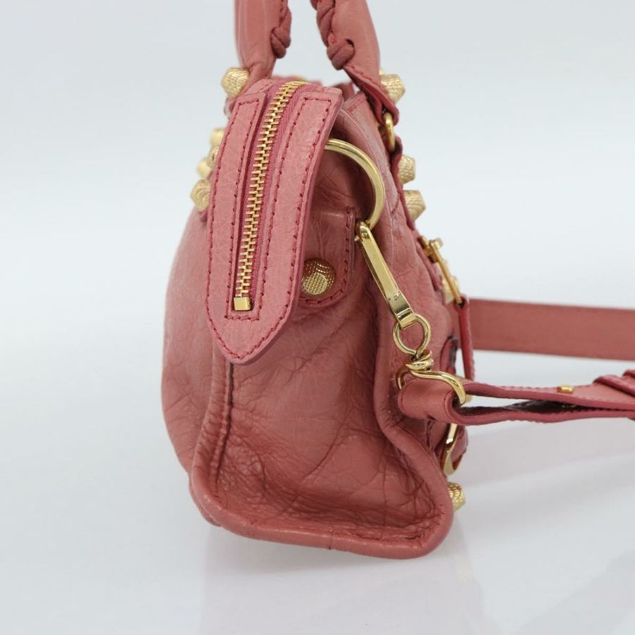 【日本直送】BALENCIAGA Giant Mini City 手提包 皮革 2way 粉金配色 309544 正品 186254M-2