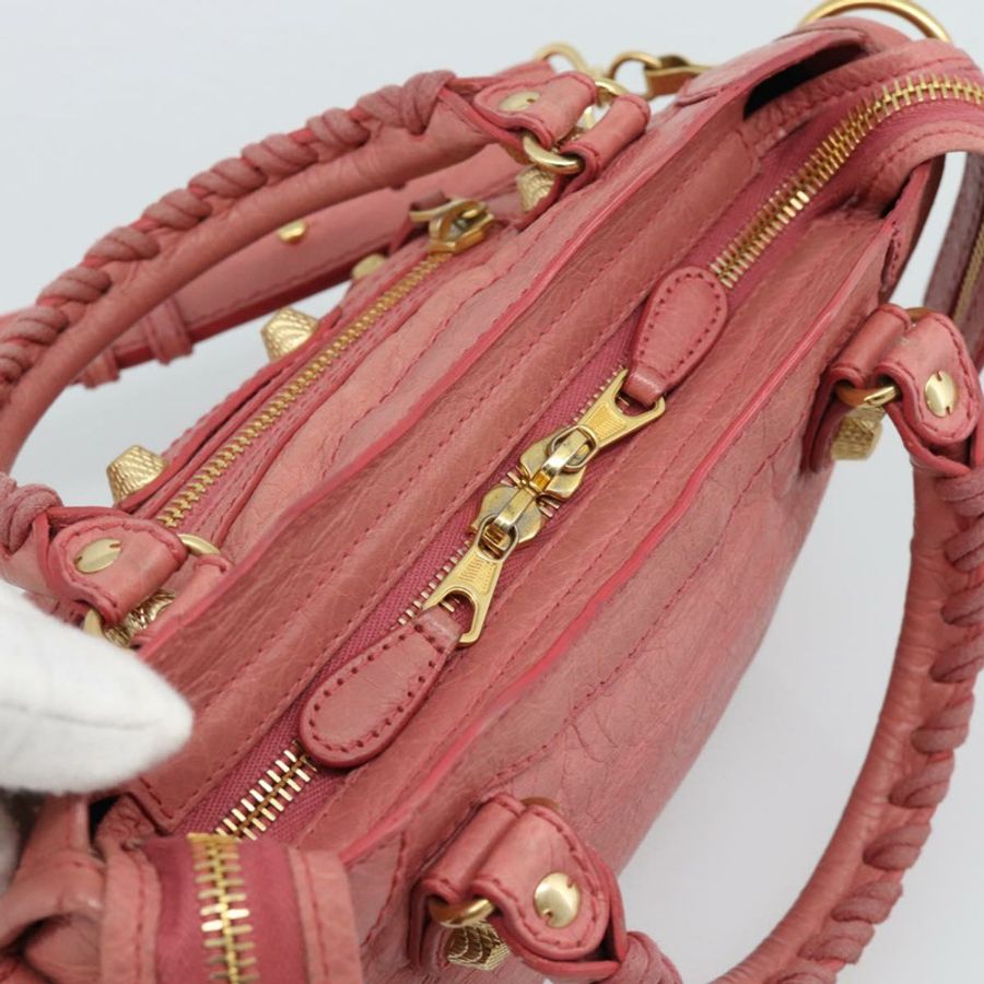 【日本直送】BALENCIAGA Giant Mini City 手提包 皮革 2way 粉金配色 309544 正品 186254M-5