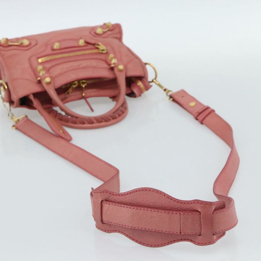 【日本直送】BALENCIAGA Giant Mini City 手提包 皮革 2way 粉金配色 309544 正品 186254M-7