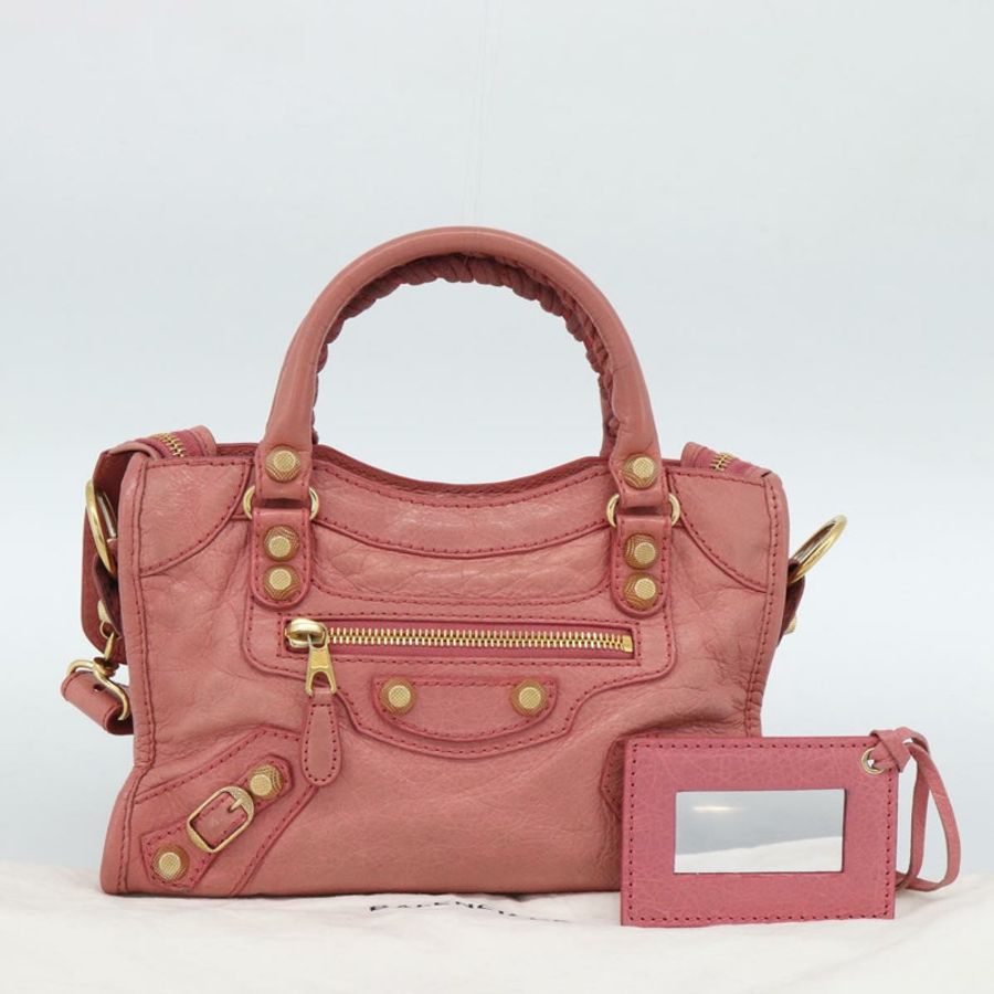 【日本直送】BALENCIAGA Giant Mini City 手提包 皮革 2way 粉金配色 309544 正品 186254M-11