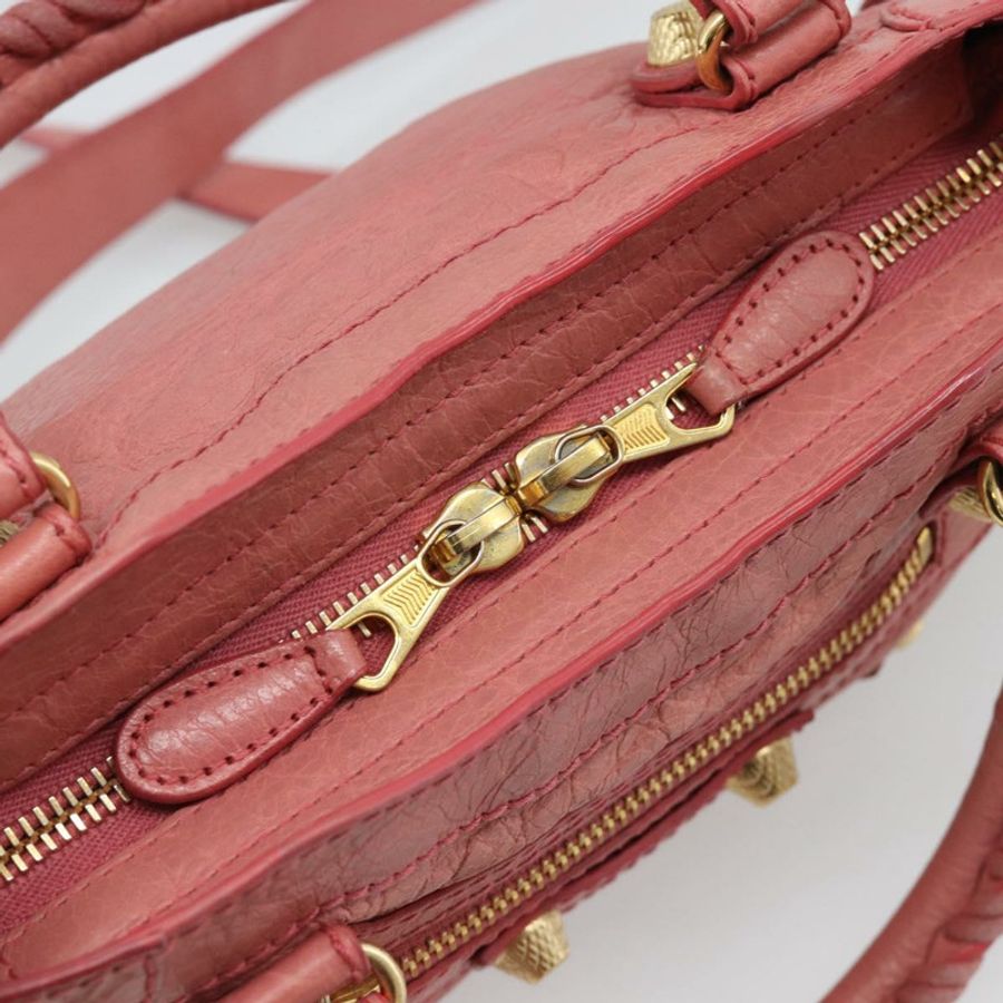 【日本直送】BALENCIAGA Giant Mini City 手提包 皮革 2way 粉金配色 309544 正品 186254M-18
