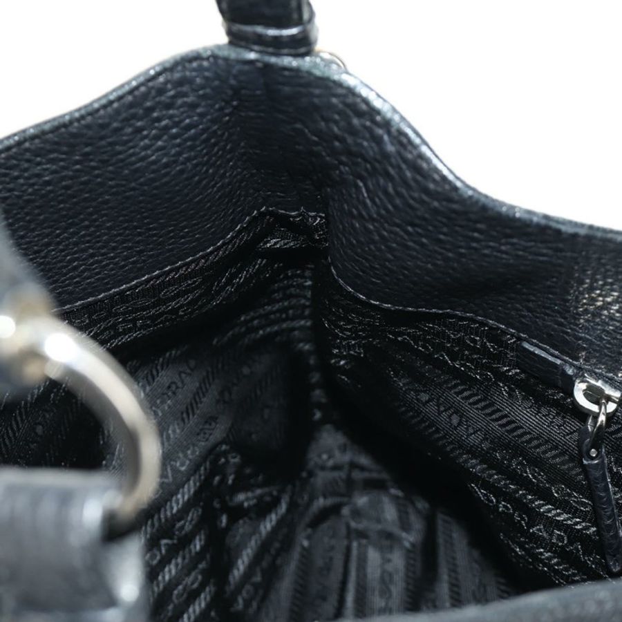【日本直送】PRADA 黑色銀色皮革肩背包，正品編號 187215SAV-19