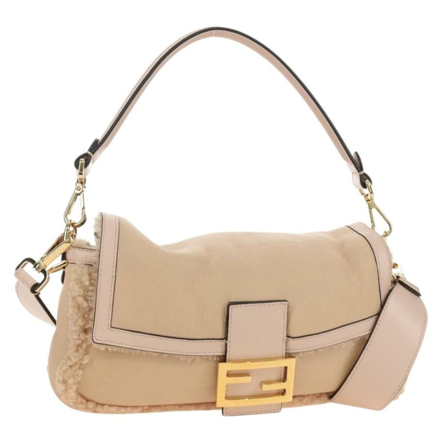 【日本直送】FENDI Mamma Baguette 肩背包 Mouton 米色 金色 正品 187191SAV-0