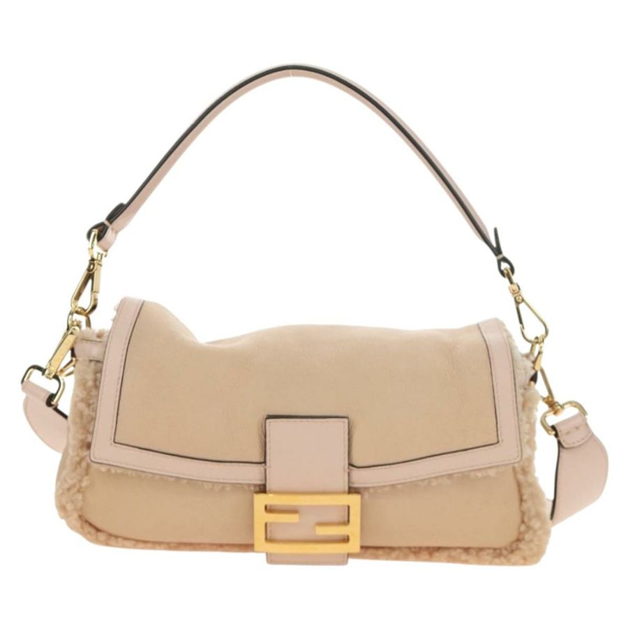 【日本直送】FENDI Mamma Baguette 肩背包 Mouton 米色 金色 正品 187191SAV-12