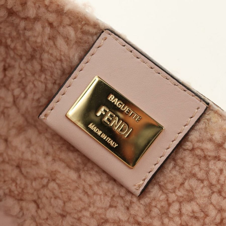 【日本直送】FENDI Mamma Baguette 肩背包 Mouton 米色 金色 正品 187191SAV-21