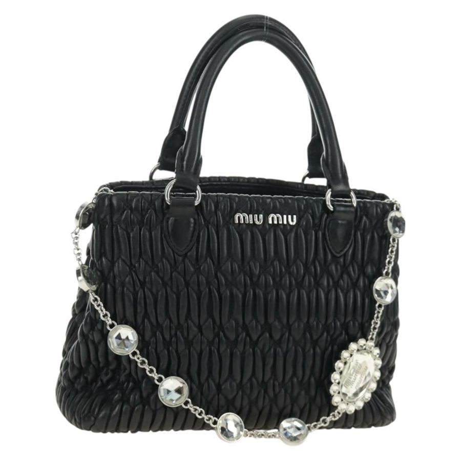 【日本直送】Miu Miu 手提包 皮革 兩用 黑色 銀色 正品 187138SAV-0