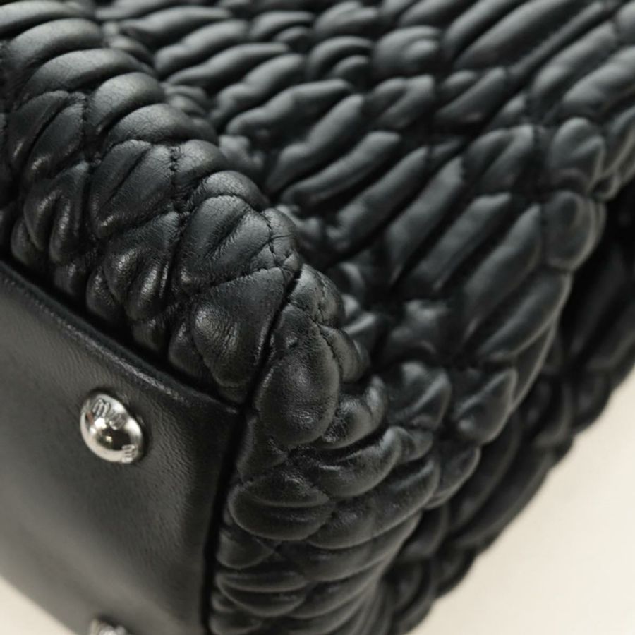 【日本直送】Miu Miu 手提包 皮革 兩用 黑色 銀色 正品 187138SAV-18