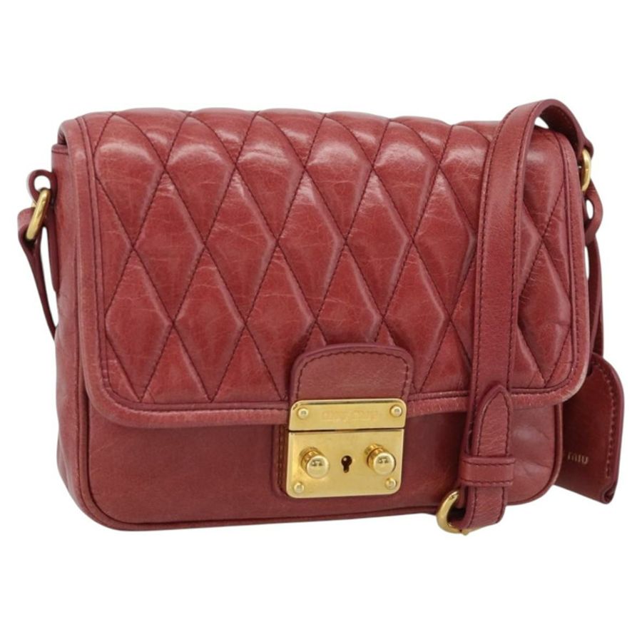 【日本直送】Miu Miu 紅色金色皮革單肩包 正品 BA13578A-0