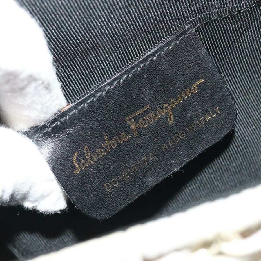 【日本直送】Salvatore Ferragamo Gancini 手提包 藤編 白色 金色 正品 187454V-11