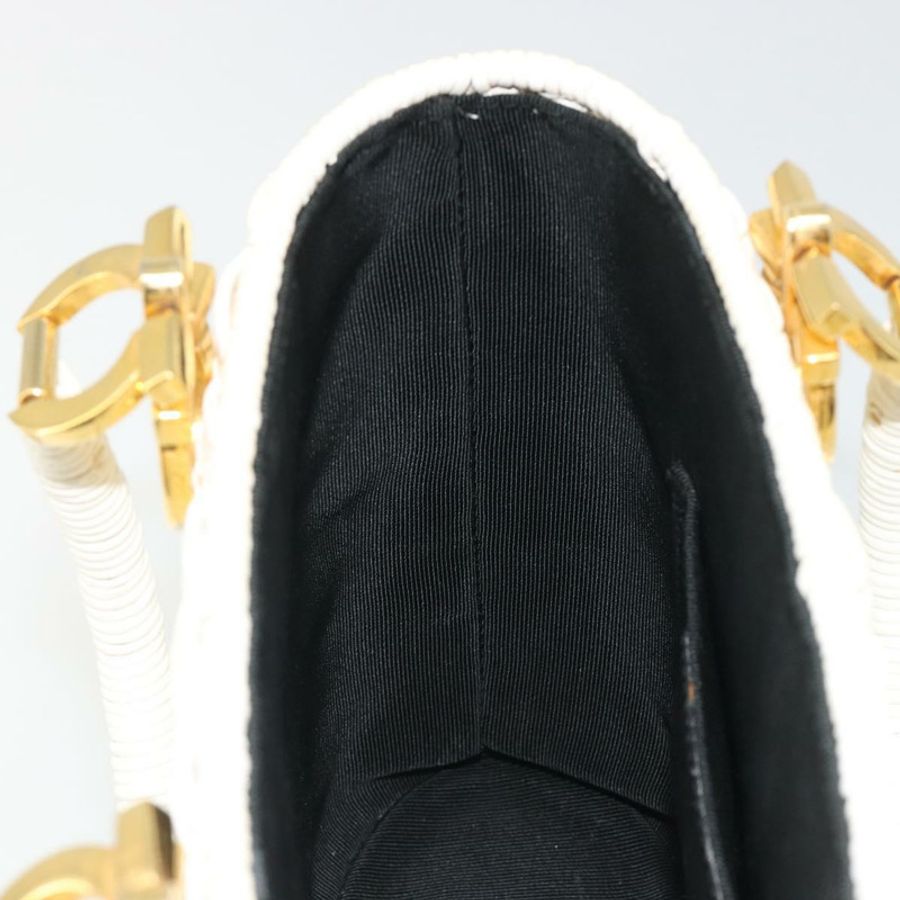 【日本直送】Salvatore Ferragamo Gancini 手提包 藤編 白色 金色 正品 187454V-21