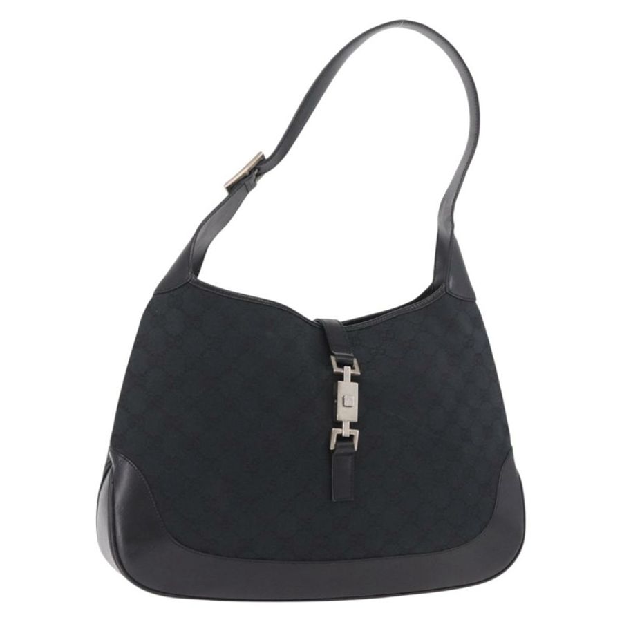 【日本直送】GUCCI GG帆布Jackie肩背包 黑色 銀色 001 3346 正品 189205A-0