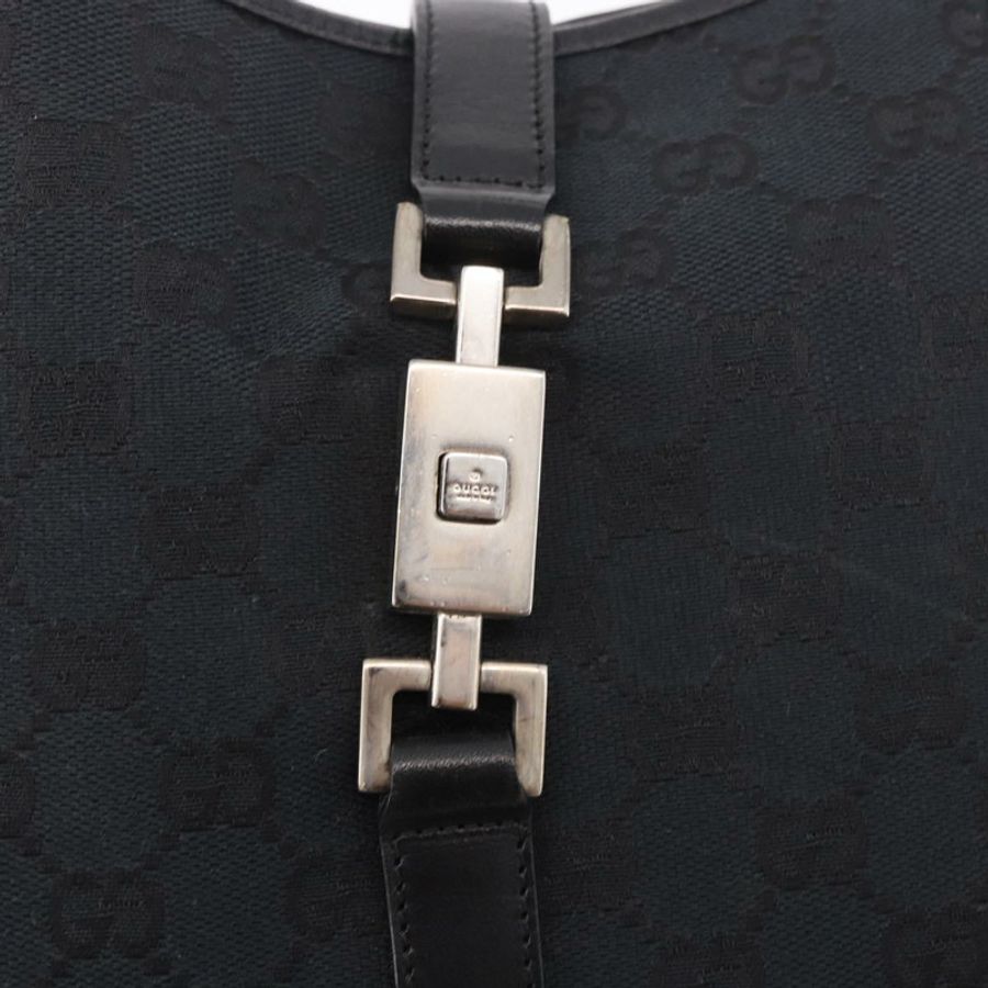 【日本直送】GUCCI GG帆布Jackie肩背包 黑色 銀色 001 3346 正品 189205A-9