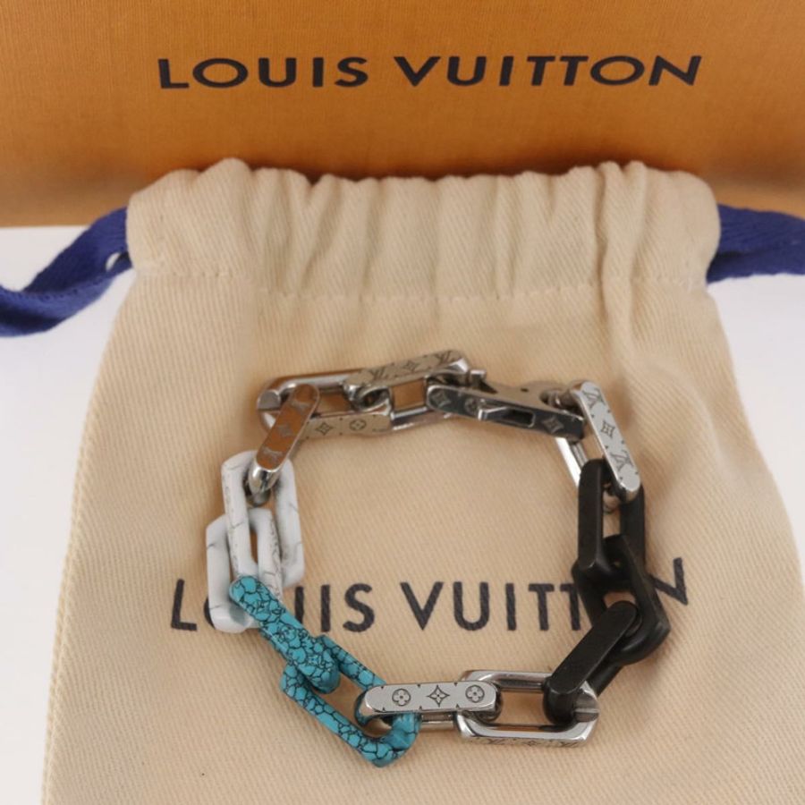 【日本直送】路易威登 (LOUIS VUITTON) 鏈條寶石手鍊 金屬 銀色 M1042L LV 正品 189214M-11