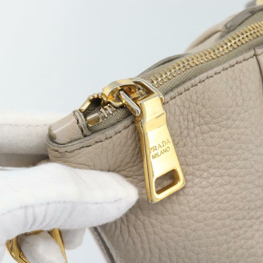 【日本直送】PRADA Vittero Dino 皮革手提包 米色 金色 正品 189096A-9