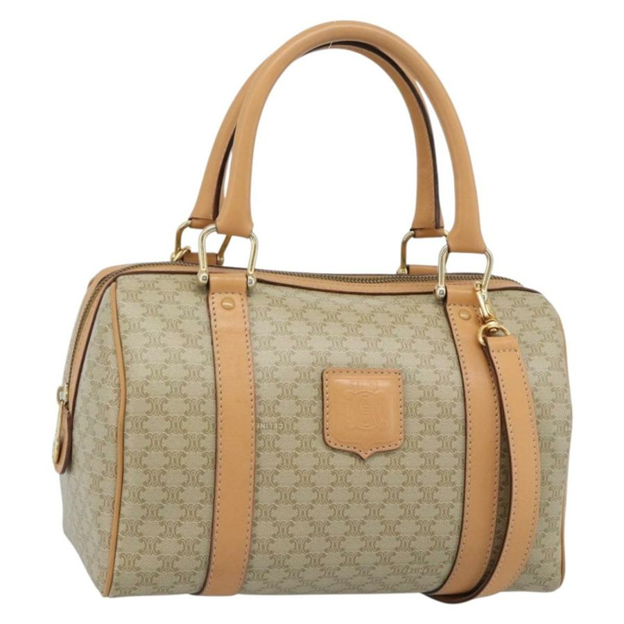 【日本直送】CELINE Macadam帆布波士頓包 PVC 兩用 米色 金色 正品 189057A-0