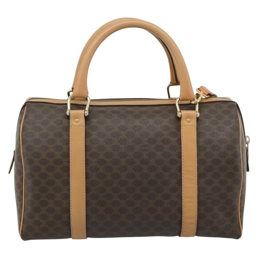 【日本直送】CELINE Macadam帆布波士頓包 PVC皮革 兩用 棕色 金色 正品 189058A-1