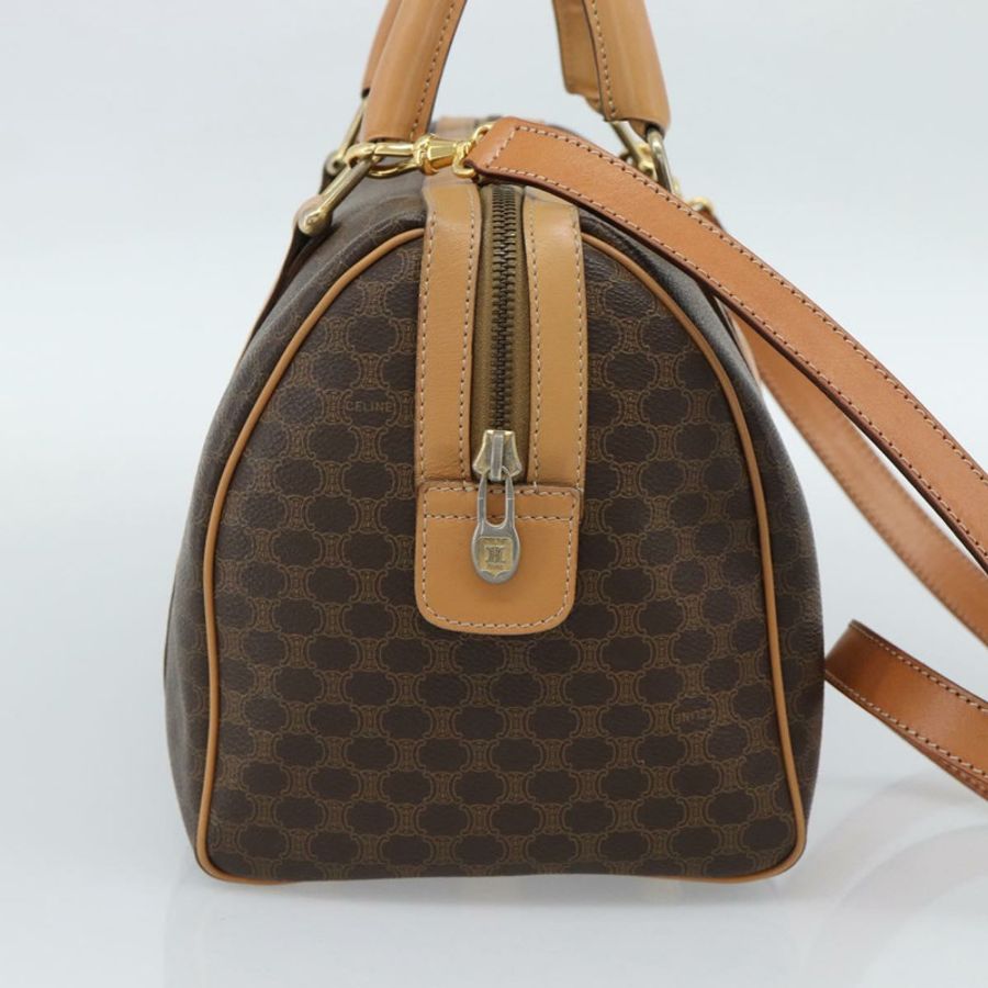 【日本直送】CELINE Macadam帆布波士頓包 PVC皮革 兩用 棕色 金色 正品 189058A-2
