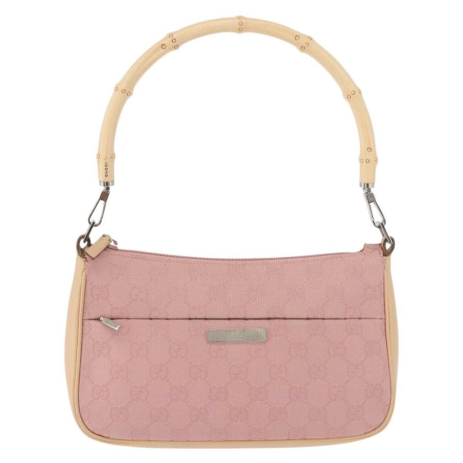 【日本直送】GUCCI 竹節 GG 帆布單肩包 粉金 001 3870 正品 189093V-12