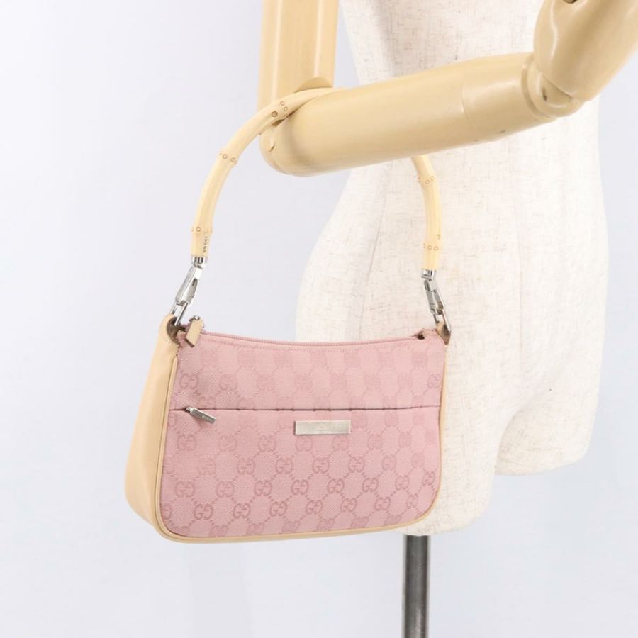 【日本直送】GUCCI 竹節 GG 帆布單肩包 粉金 001 3870 正品 189093V-25