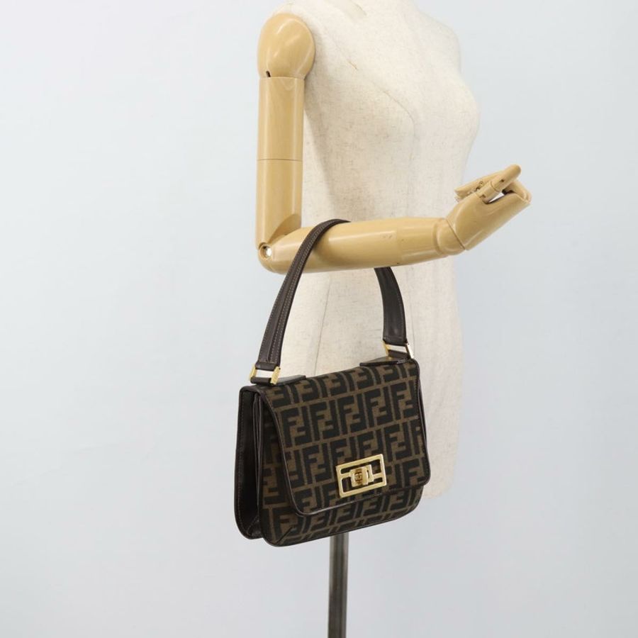 【日本直送】FENDI Zucca帆布單肩包 黑色棕色 正品 189091SV-23