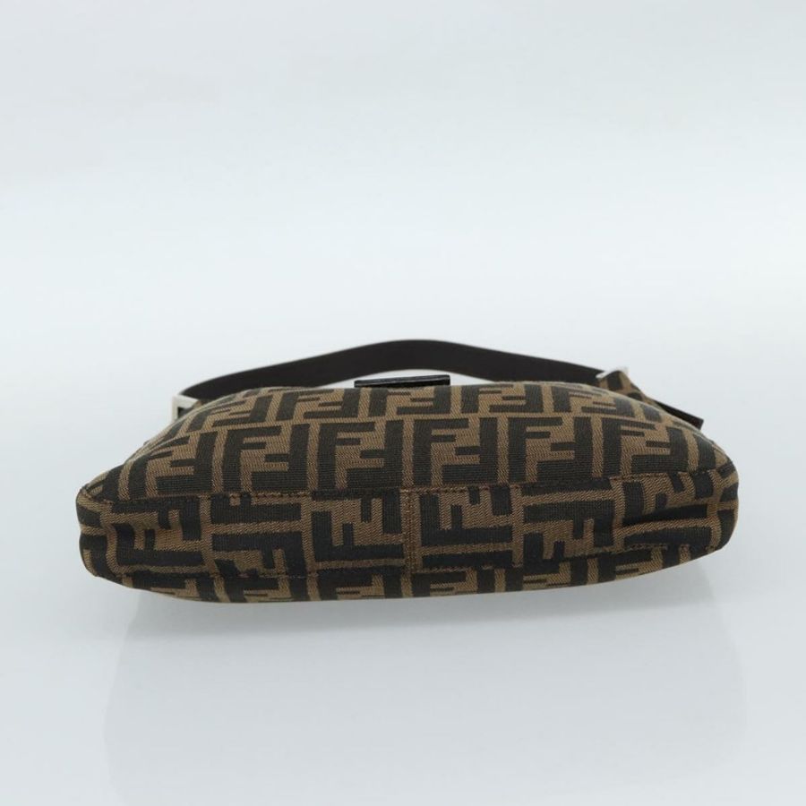【日本直送】FENDI Zucca帆布Mamma Baguette單肩包 黑色棕色 正品 189068V-4