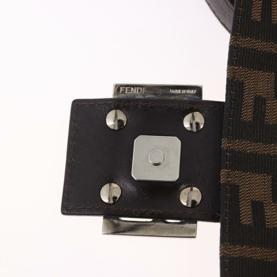 【日本直送】FENDI Zucca帆布Mamma Baguette單肩包 黑色棕色 正品 189064V-8
